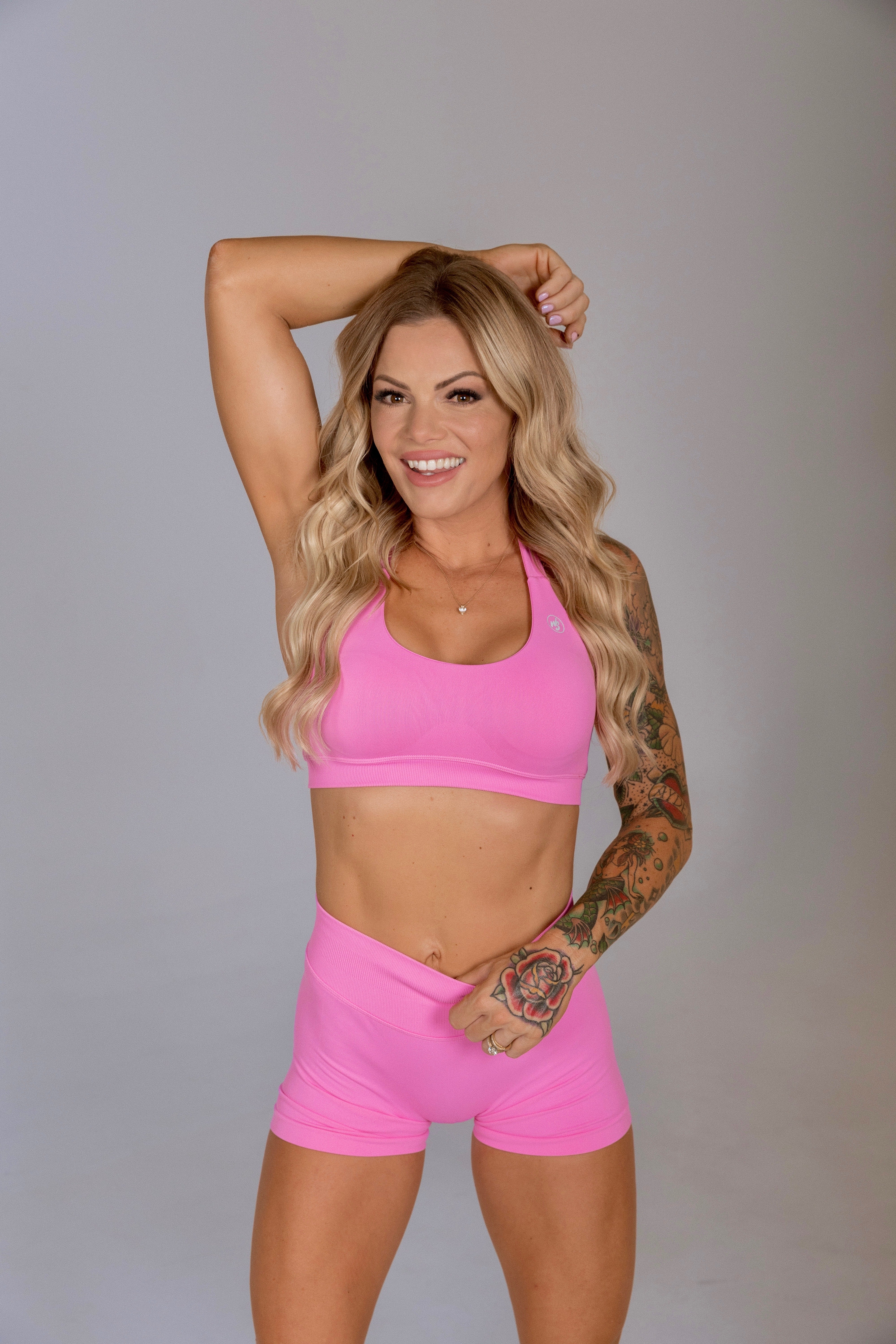 Powerline Halter Bra – Pink Rush | Full Support Sculpt Fit