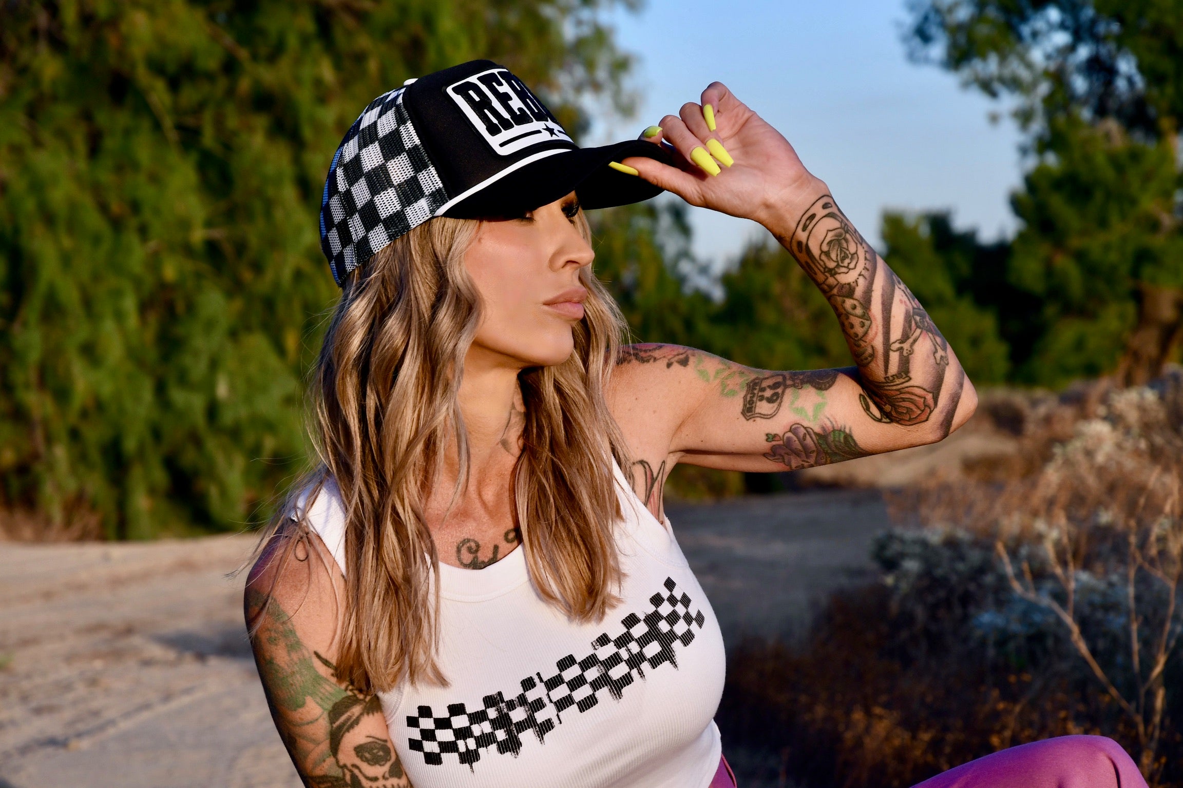 Wild Rebel Hat - Black & White Checkered