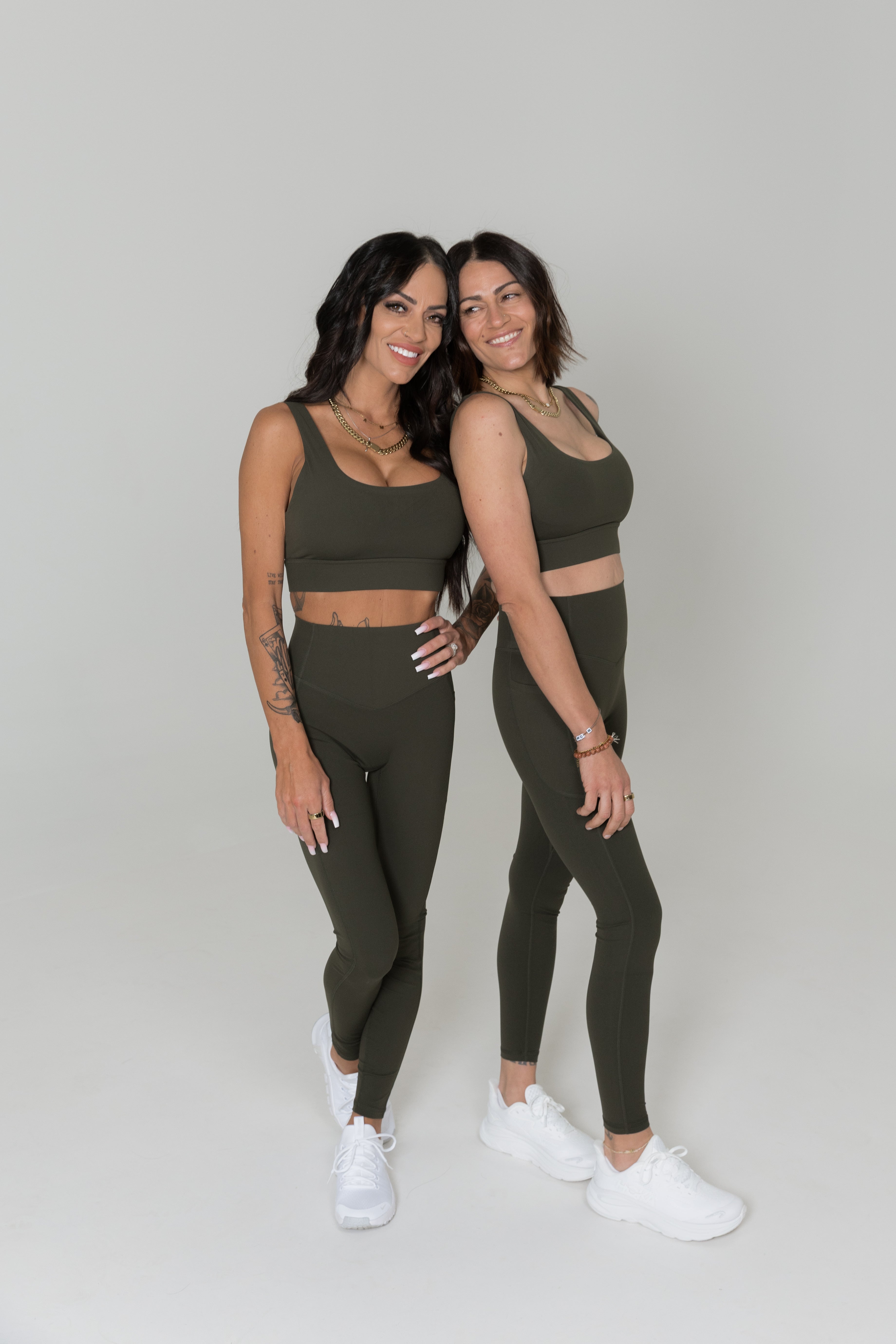 Tactical green high waisted leggings with pockets women moisture wicking activewear