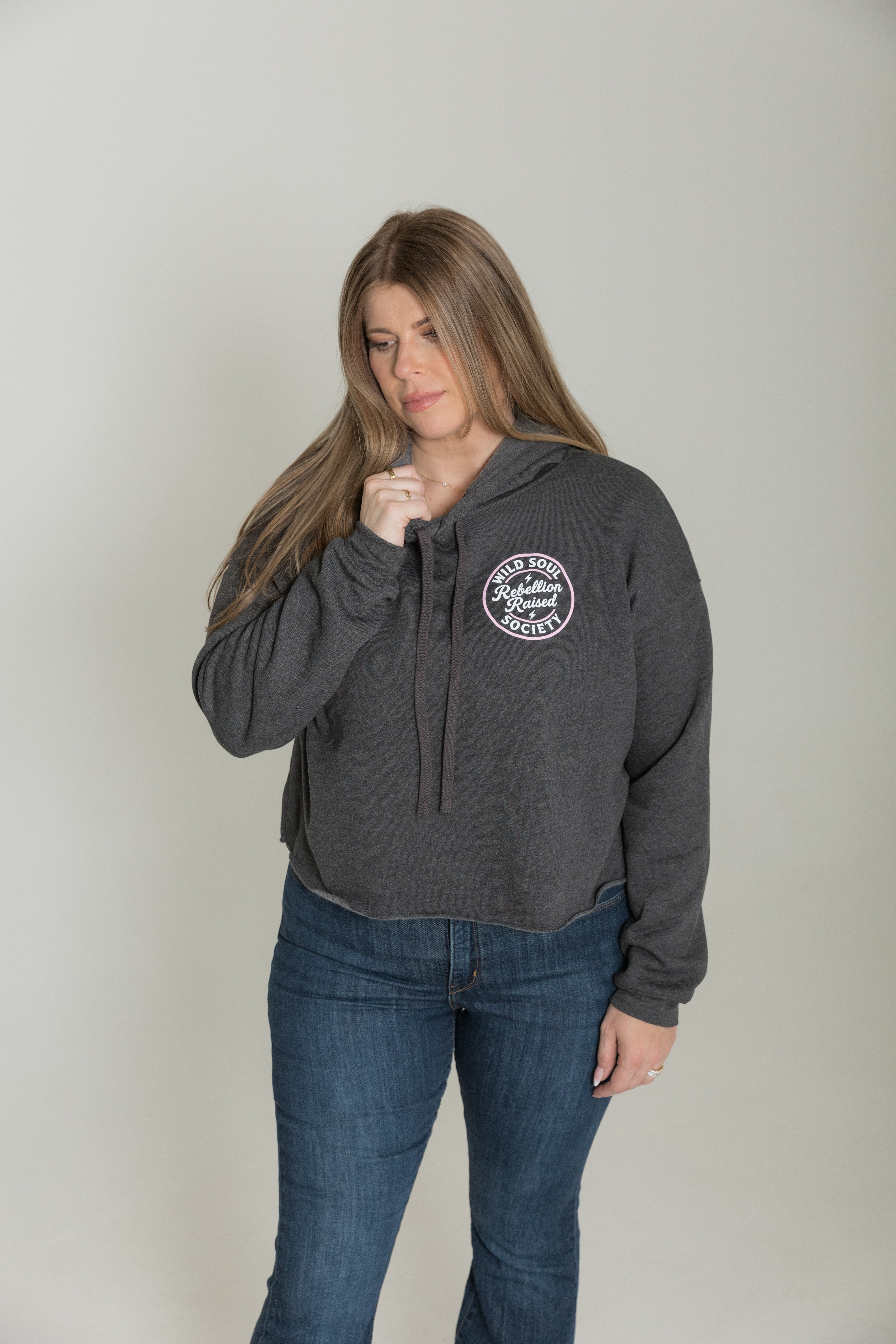 Rebellion Raised - Dark Gray Cropped Hoodie