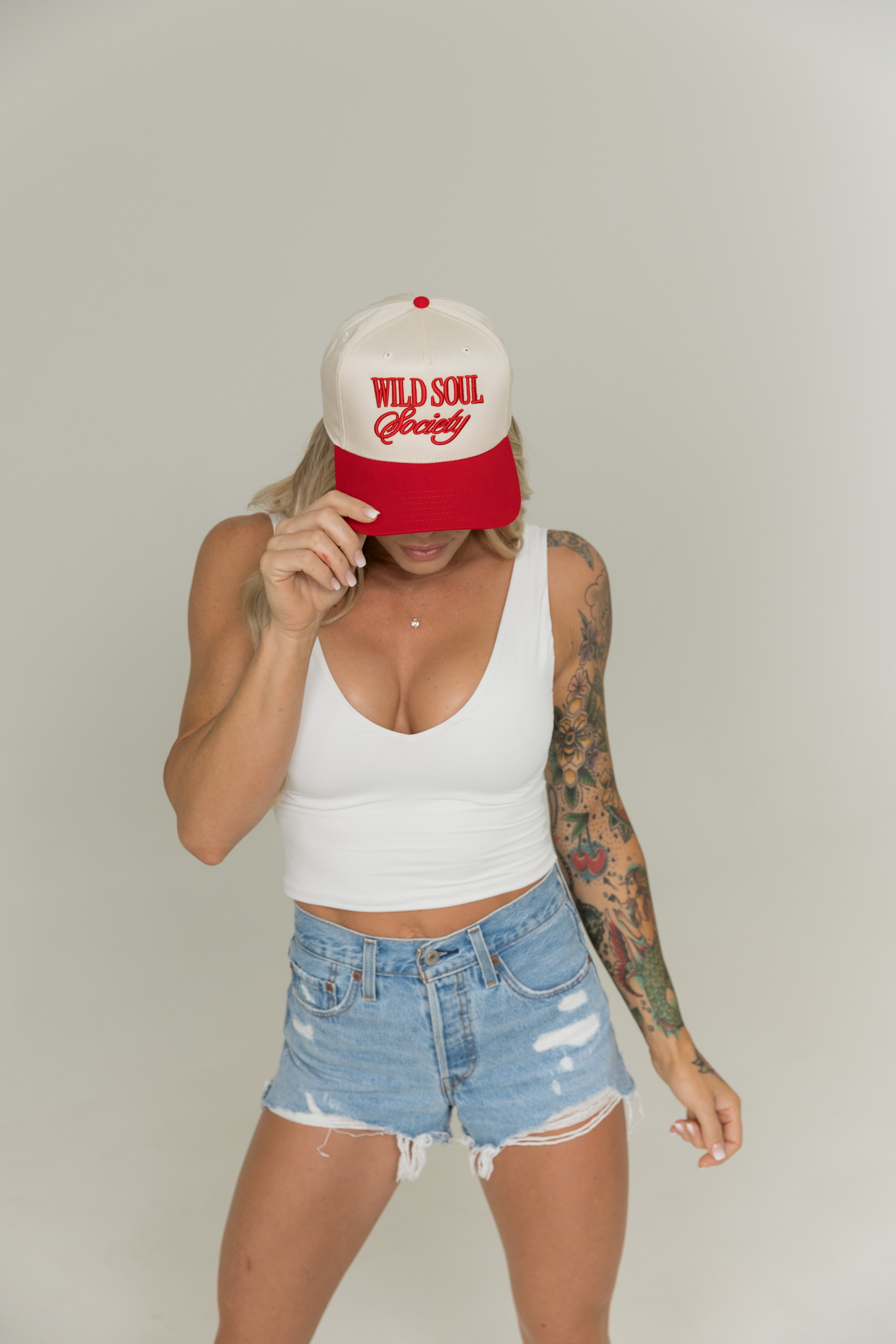The Renegade Hat – Neutral/Red | Statement Fit ***PRE-ORDER***