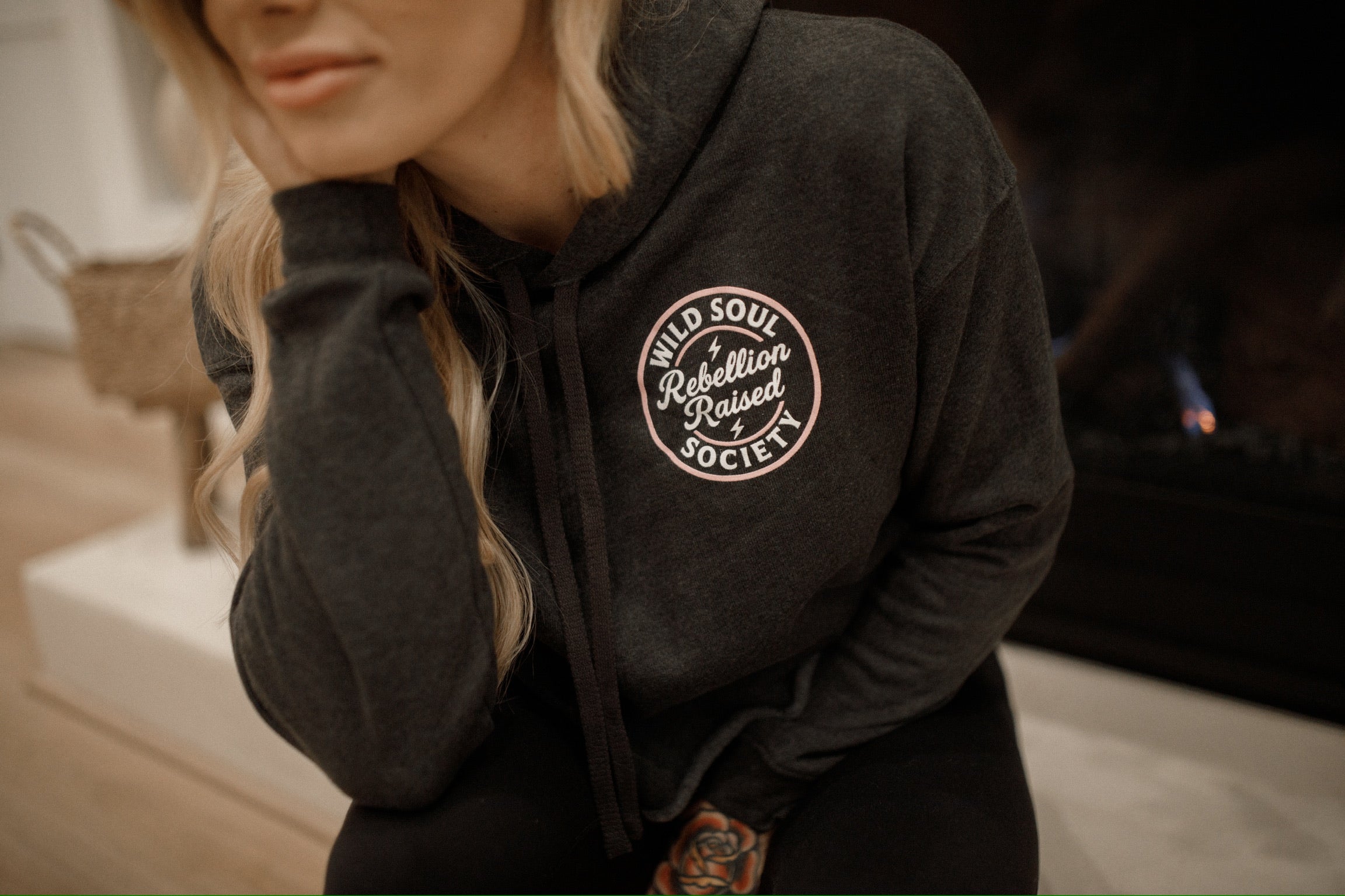 Rebellion Raised - Dark Gray Cropped Hoodie