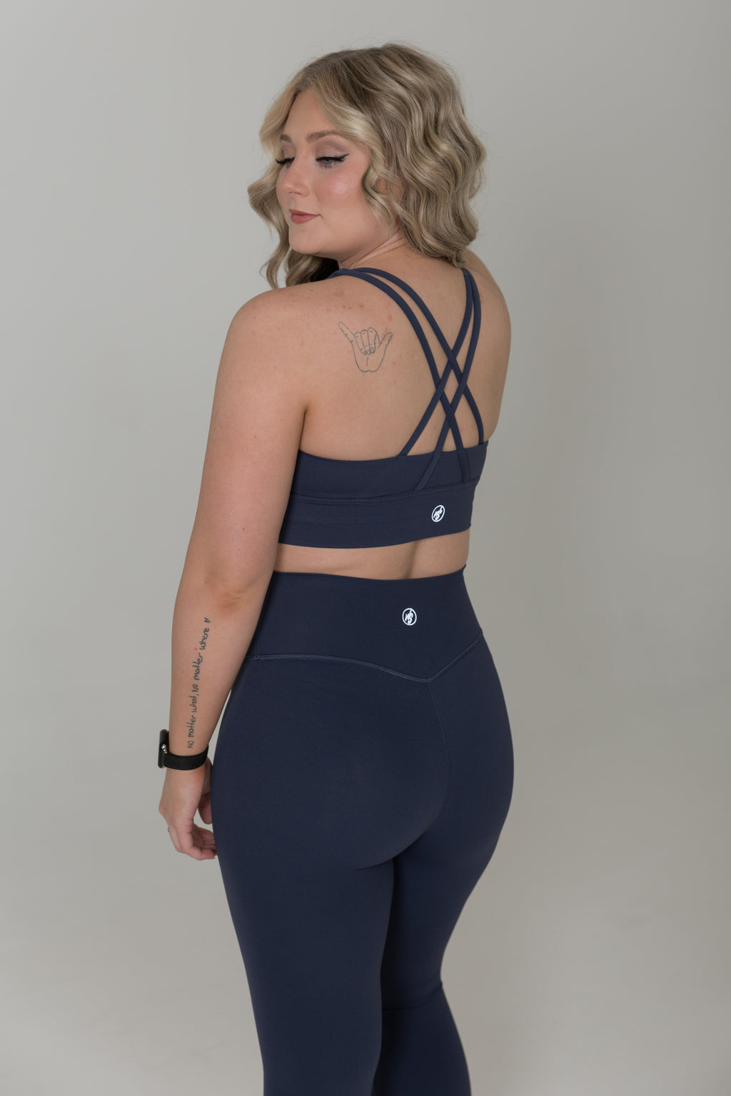 Navy blue high waisted sculpt leggings women moisture wicking activewear