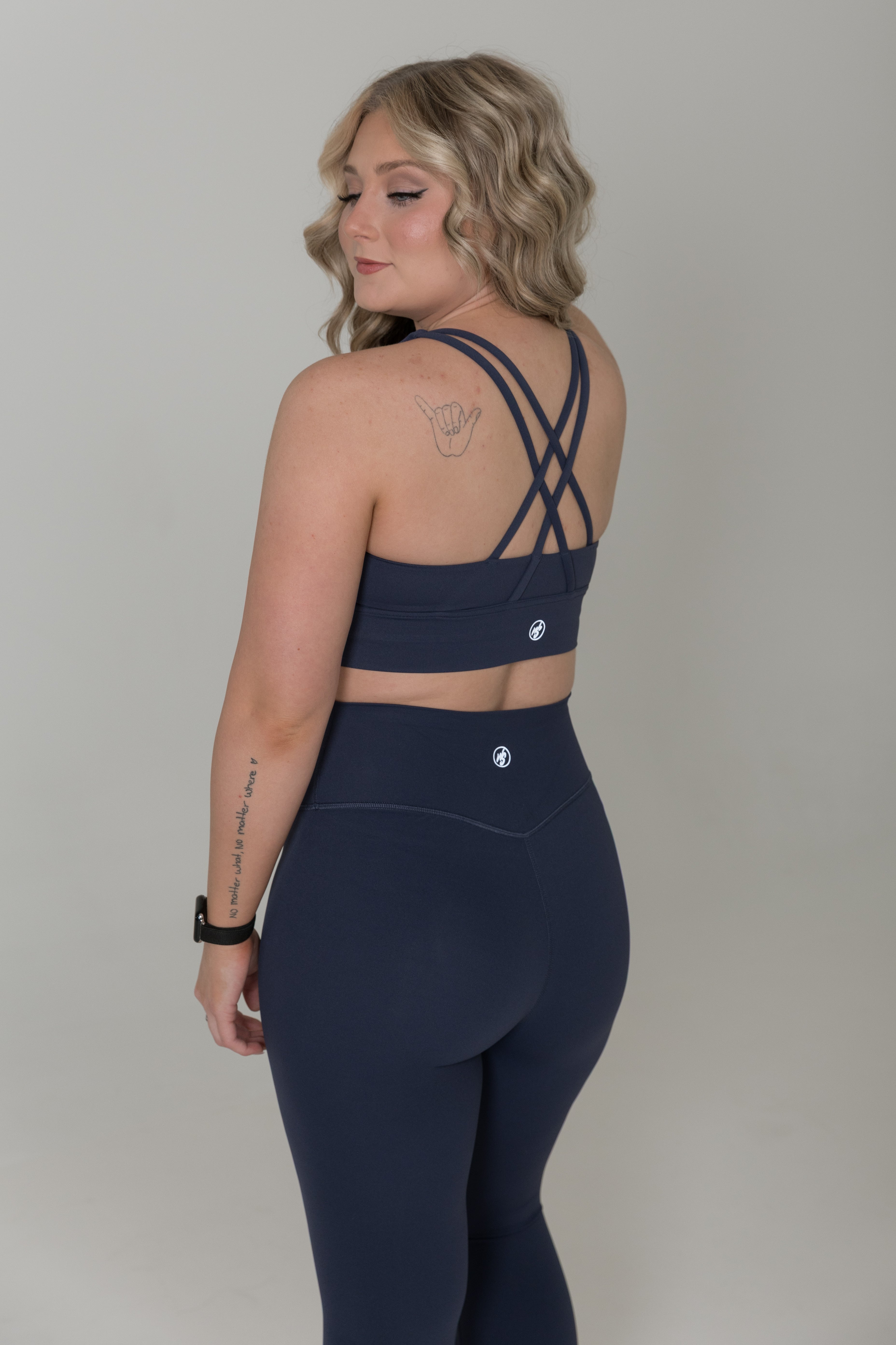 Navy blue high waisted sculpt leggings women moisture wicking activewear